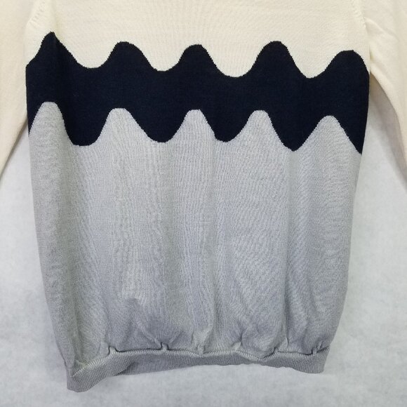 Uniqlo × Marimekko Mock Turtleneck Sweater S Knit Wave Cream Gray Black Wool - Picture 8 of 15